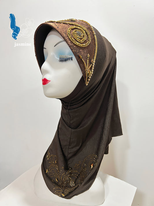 Point Drill Embroidery Hard Brim Headscarf